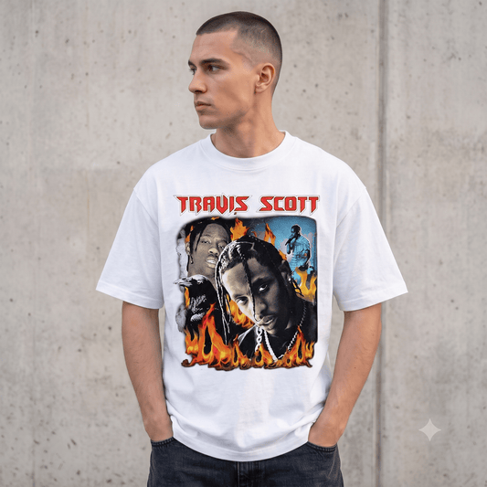 TRAVIS SCOTT FIRE FLAME HEAVYWEIGHT COTTON TEE-57034