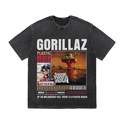 RDMCLOTHINGART tapestry hoodie GORILLAZ HEAVY WEIGHT COTTON TEE-8998