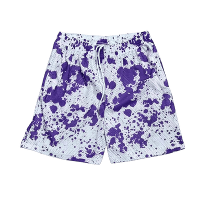 PURPLE PAINT MESH SHORTS-8802