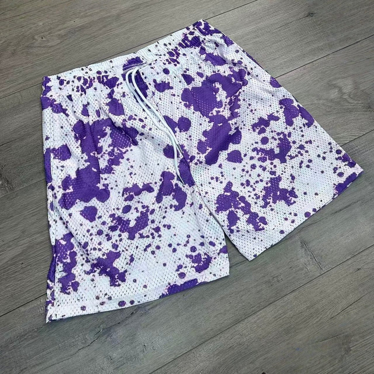 PURPLE PAINT MESH SHORTS-8802