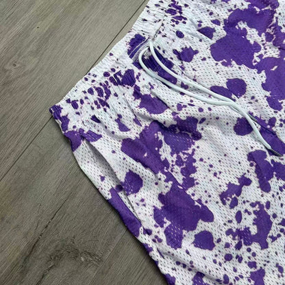 PURPLE PAINT MESH SHORTS-8802
