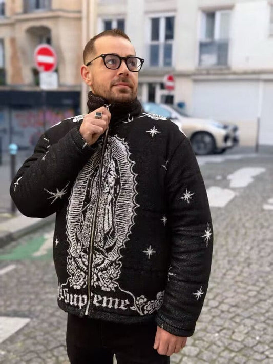 VIRGENCITA BLACK TAPESTRY JACKET